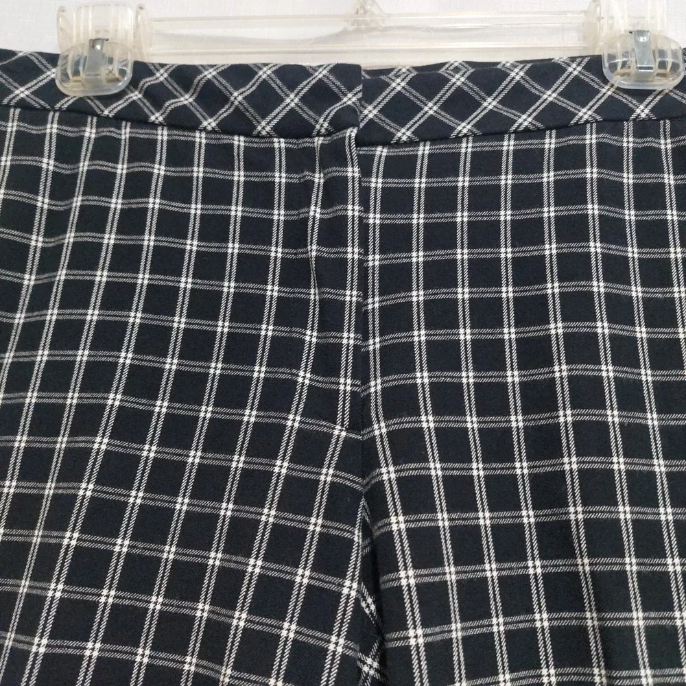 J.Jill Womens 12P Premium Bi-Stretch Crop Pants Black White Plaid Zipper NWOT